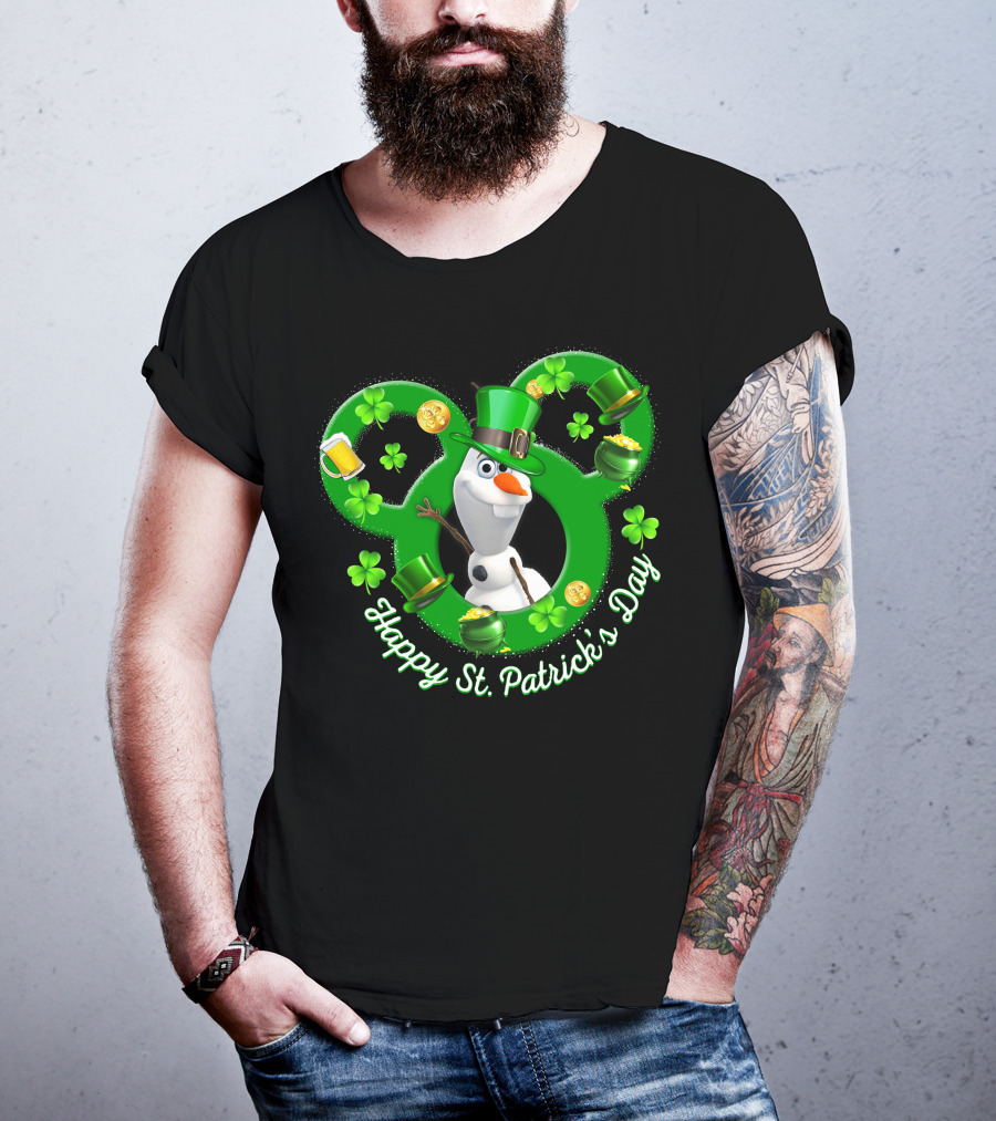 Olaf Happy St. Patrick's Day Mickey Mouse Shamrocks And Hats T-Shirt