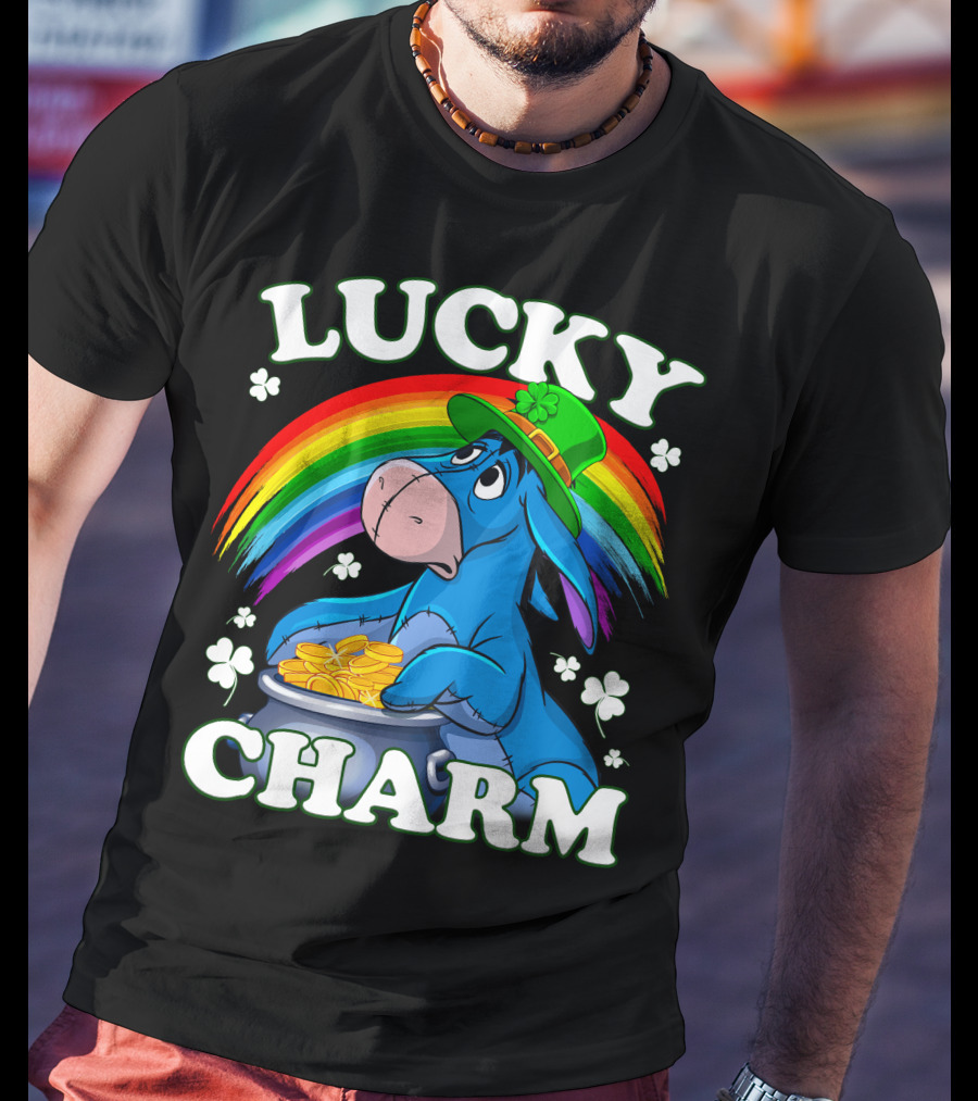 Leprechaun Rainbow Eeyore Lucky Charm Clover St. Patrick's Pot Of Gold T-Shirt