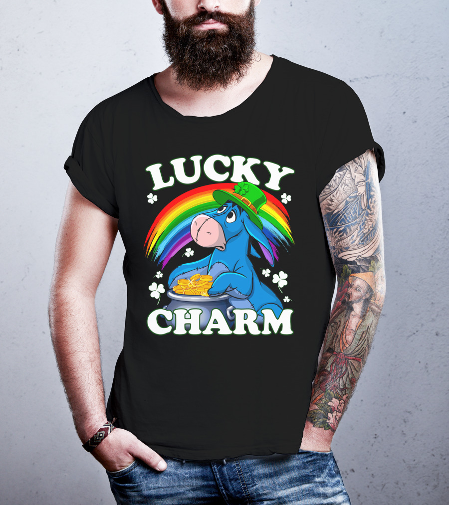 Leprechaun Rainbow Eeyore Lucky Charm Clover St. Patrick's Pot Of Gold T-Shirt