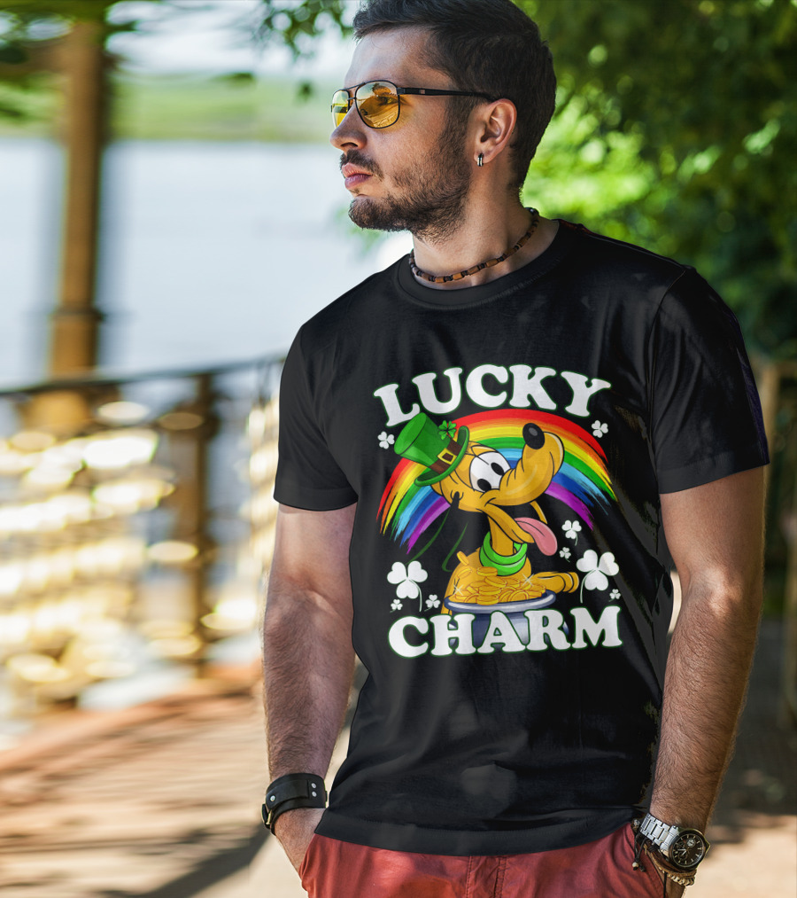 Pluto Lucky Charm Rainbow Coins Shamrock Hat T-Shirt