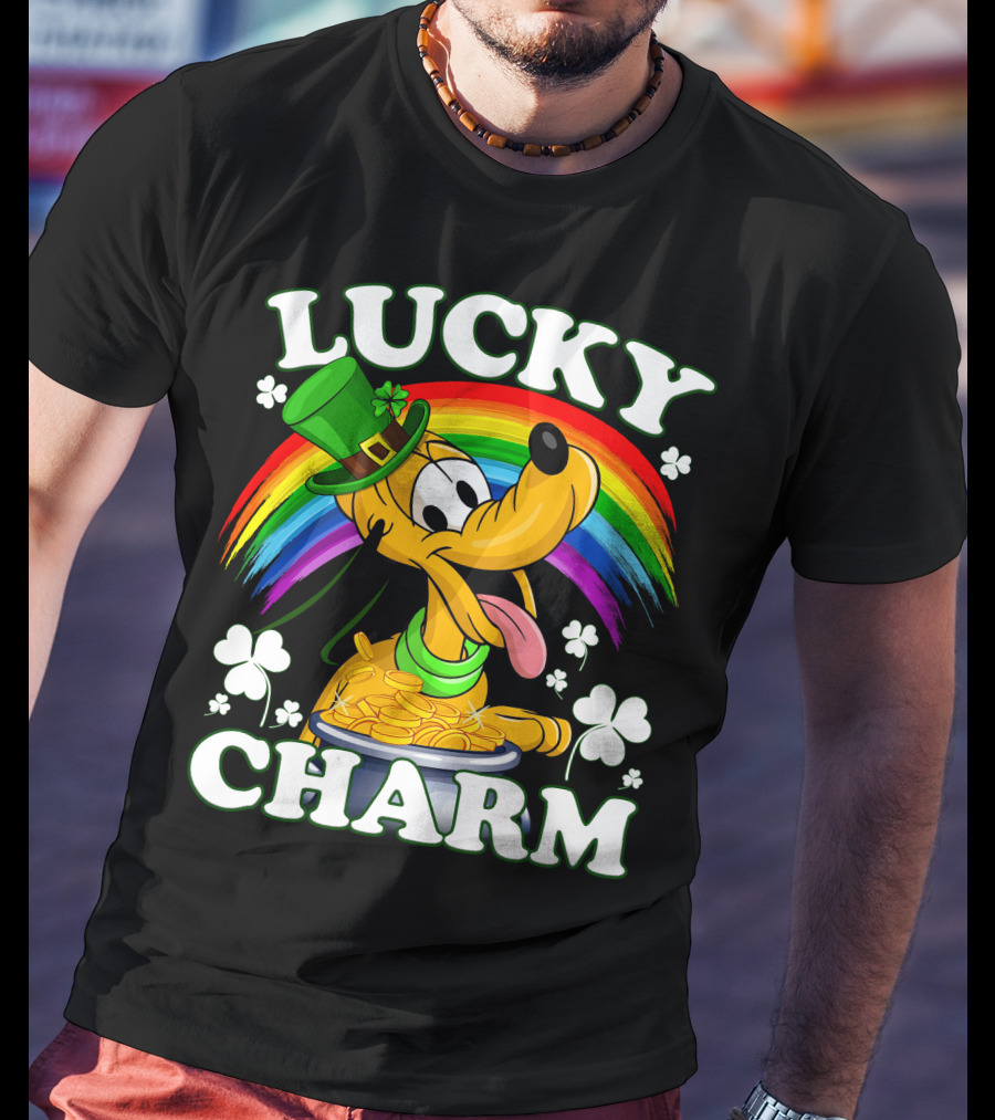 Pluto Lucky Charm Rainbow Coins Shamrock Hat T-Shirt