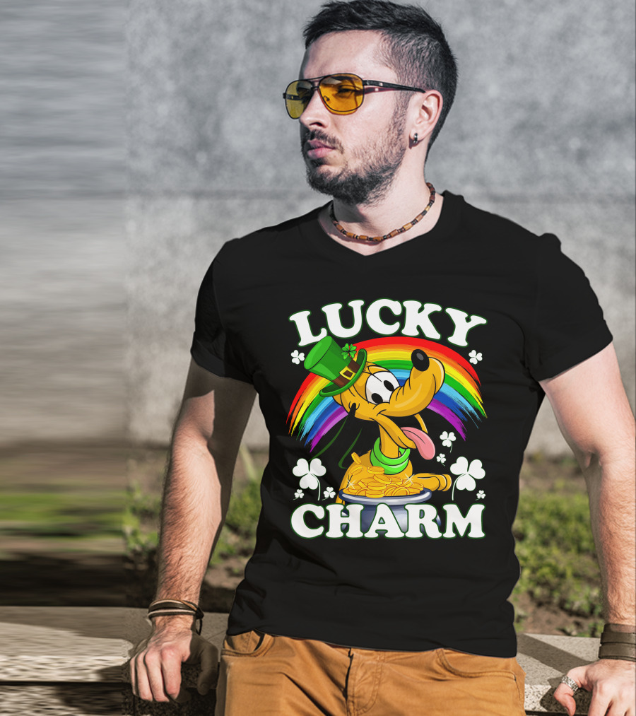 Pluto Lucky Charm Rainbow Coins Shamrock Hat T-Shirt