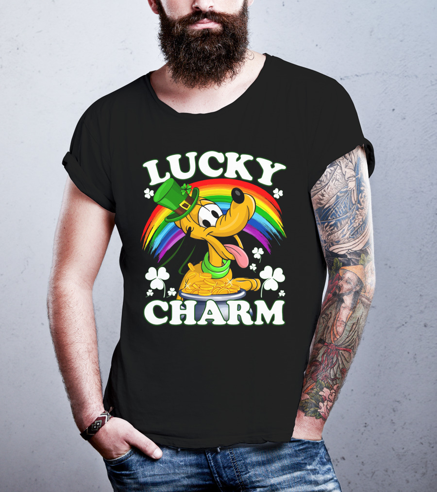 Pluto Lucky Charm Rainbow Coins Shamrock Hat T-Shirt