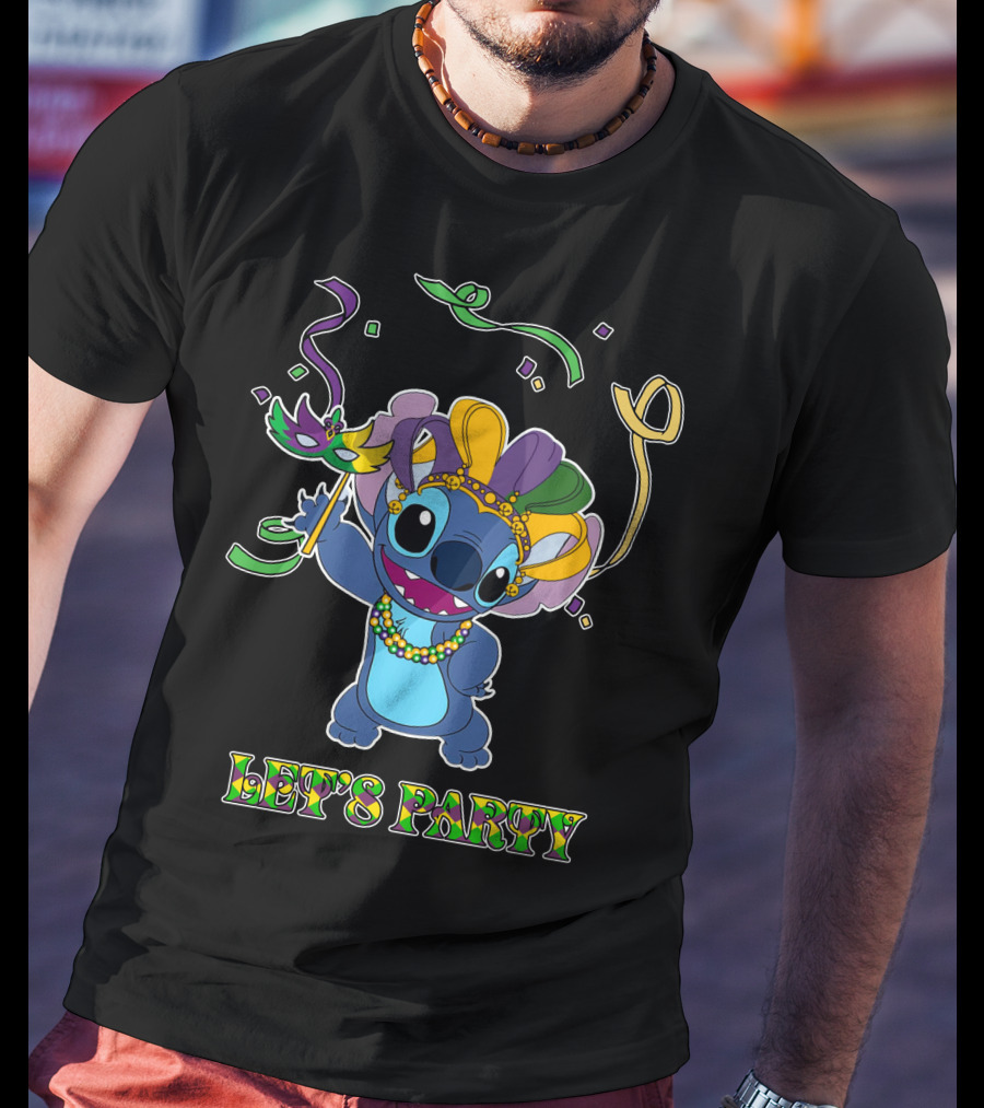 Stitch Let's Party Mardi Gras Celebration T-Shirt