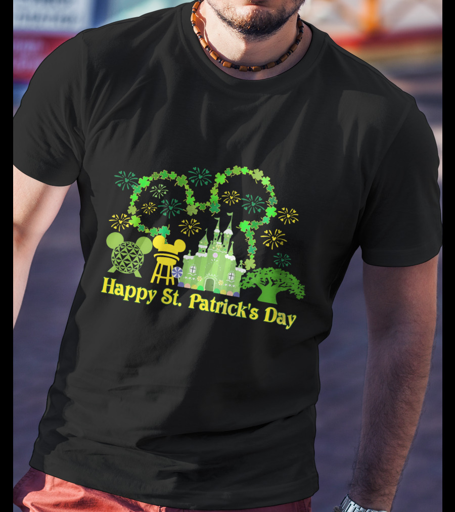 Happy St. Patrick's Day At Disney With Icons And Castles T-Shirt