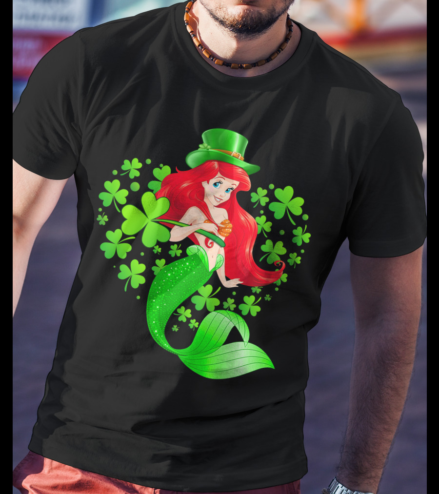 Ariel St. Patrick's Day Clover Mermaid T-Shirt