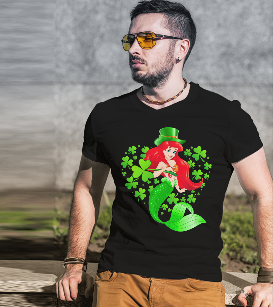 Ariel St. Patrick's Day Clover Mermaid T-Shirt