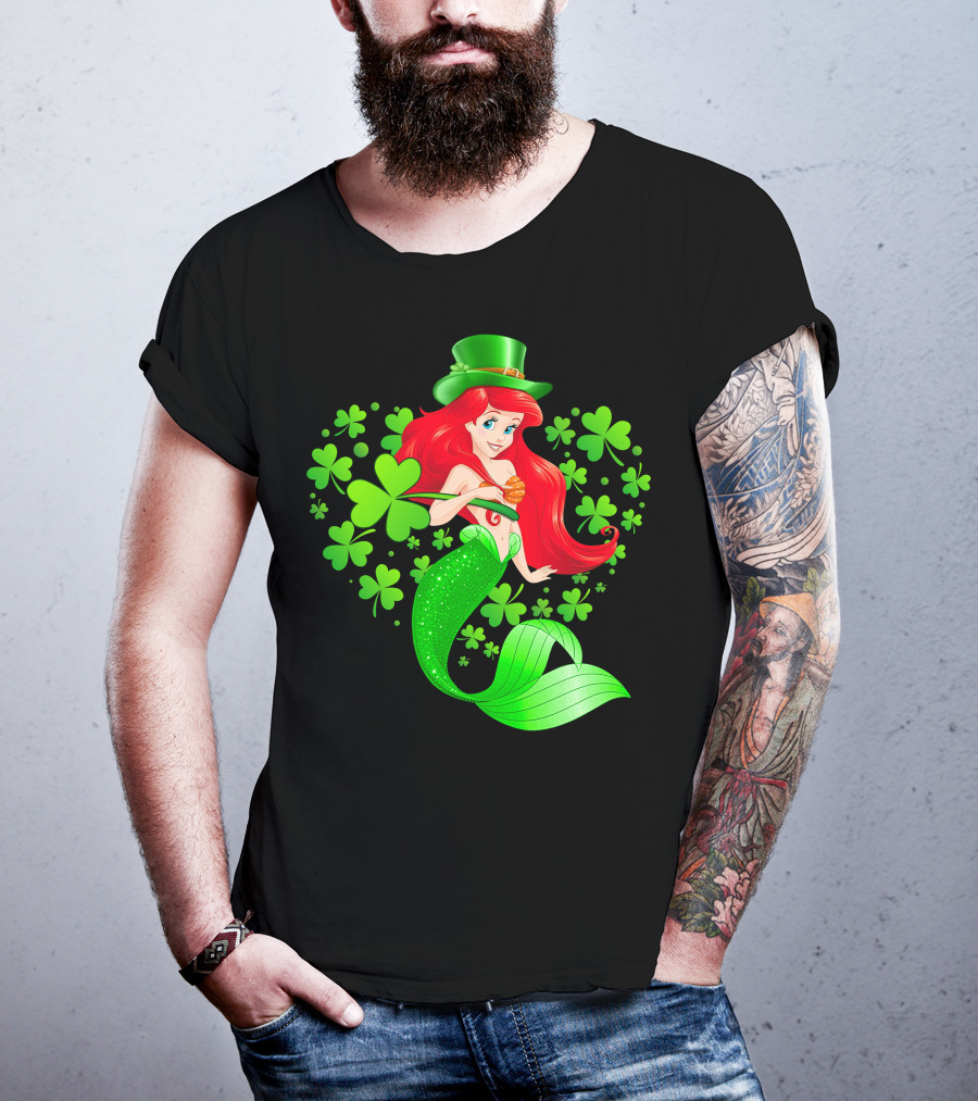 Ariel St. Patrick's Day Clover Mermaid T-Shirt