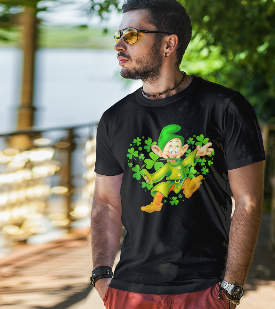 Dopey Green Clover Dance With Shamrocks T-Shirt