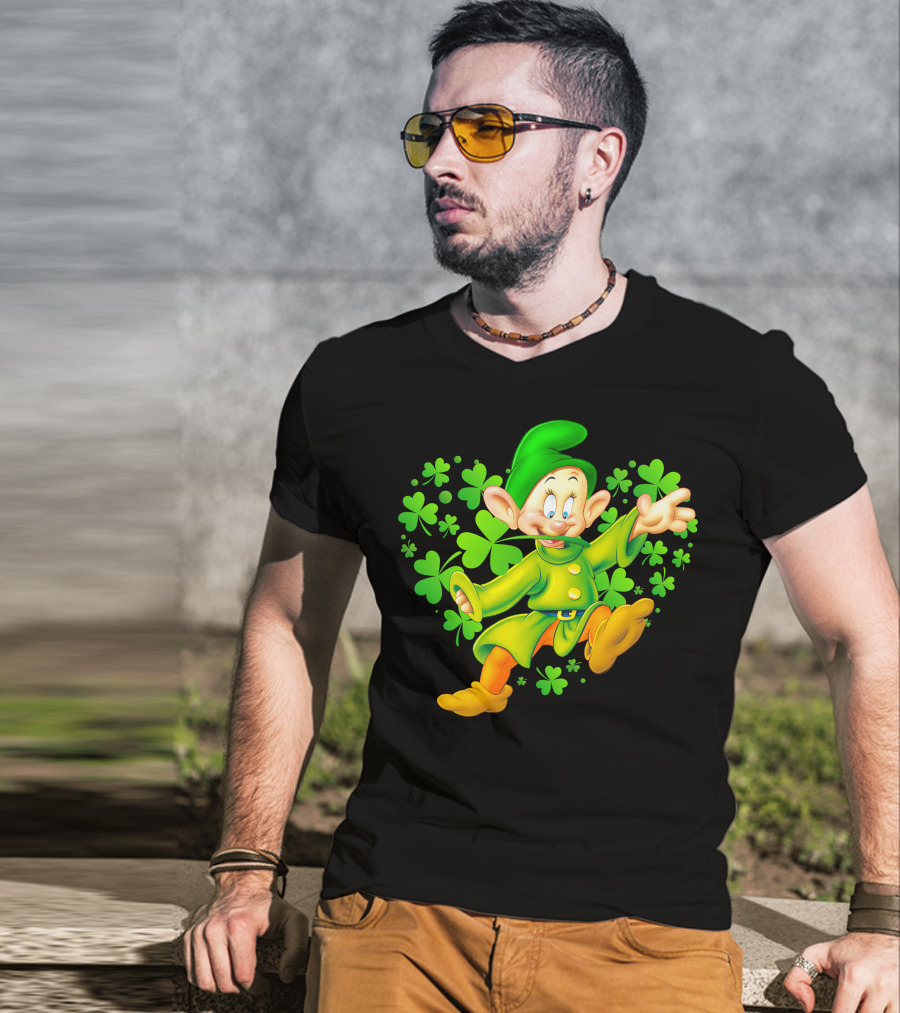 Dopey Green Clover Dance With Shamrocks T-Shirt
