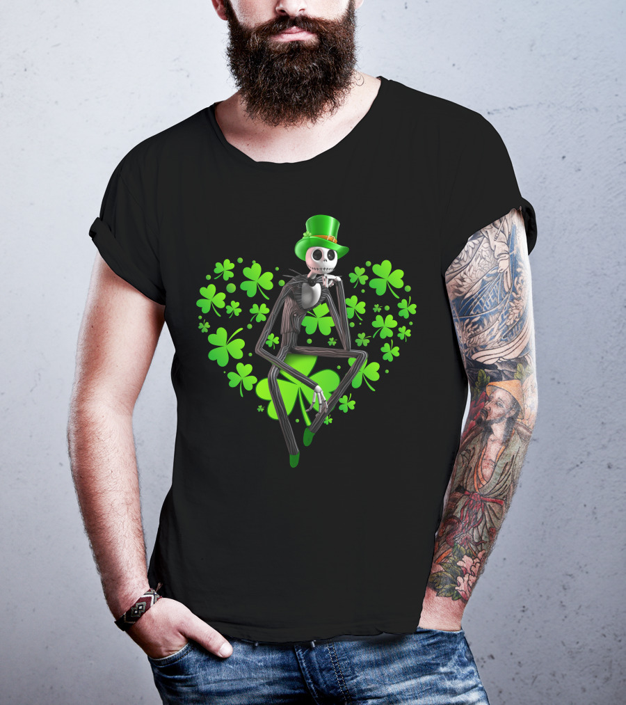 Jack Skellington St. Patrick's Day Clover Theme T-Shirt