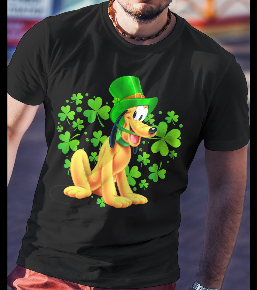 Pluto St. Patrick's Day Celebration With Green Shamrocks And Hat T-Shirt