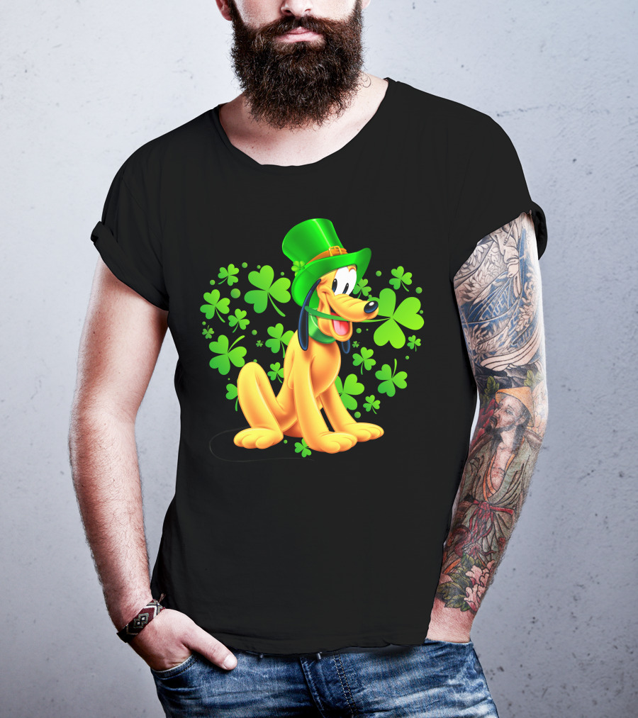Pluto St. Patrick's Day Celebration With Green Shamrocks And Hat T-Shirt