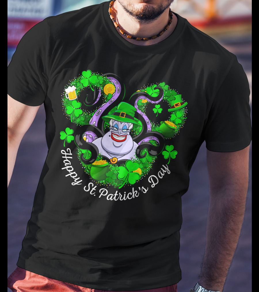 Ursula Happy St. Patrick's Day Clover Coins And Tentacles T-Shirt
