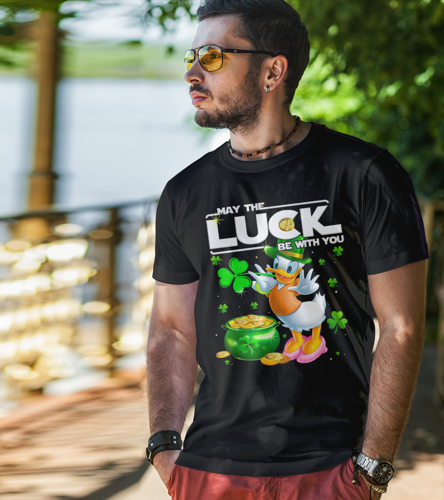 May The Luck Be With You Daisy Duck With Shamrocks And Pot Of Gold T-Shirt