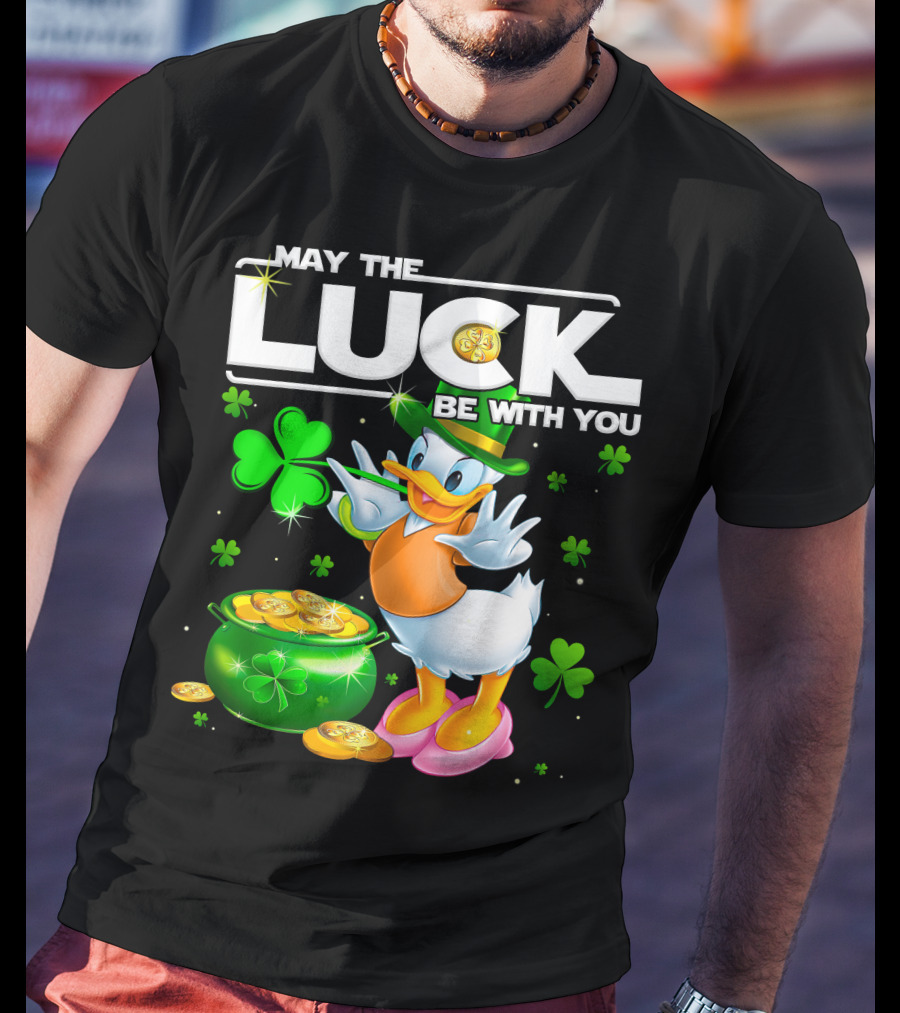 May The Luck Be With You Daisy Duck With Shamrocks And Pot Of Gold T-Shirt