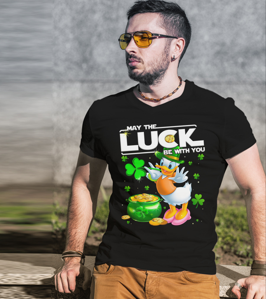 May The Luck Be With You Daisy Duck With Shamrocks And Pot Of Gold T-Shirt
