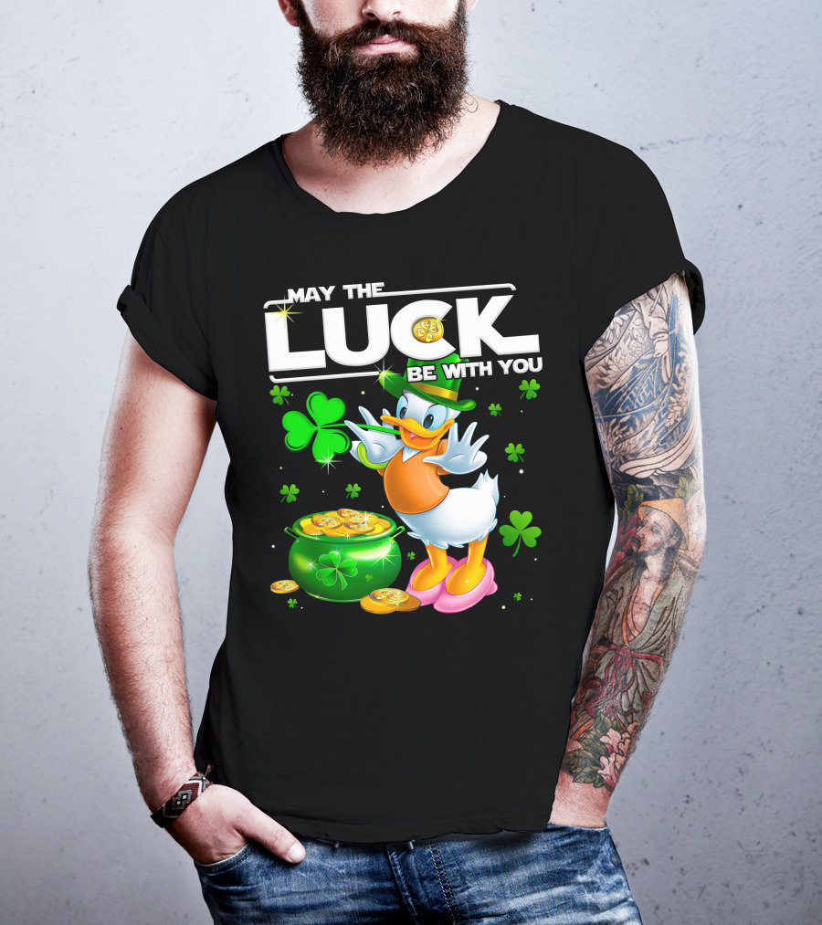 May The Luck Be With You Daisy Duck With Shamrocks And Pot Of Gold T-Shirt