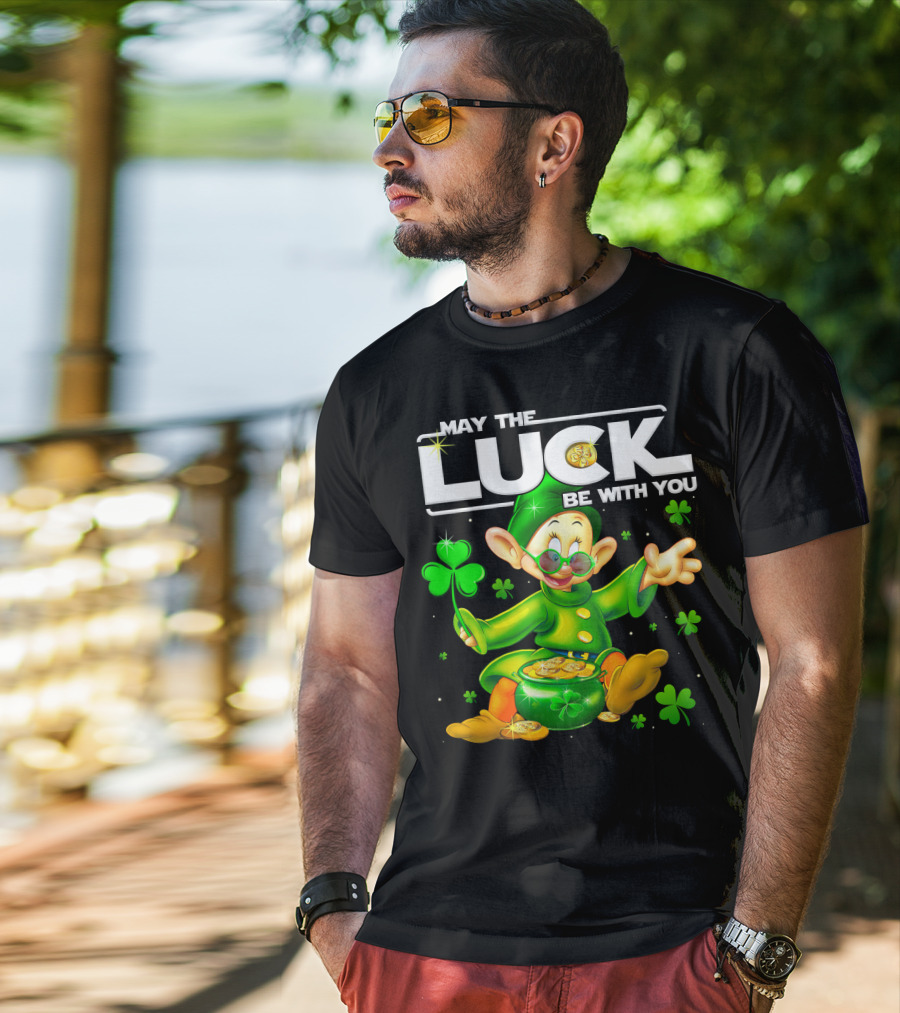 May The Luck Be With You Dopey Coins Shamrock Pot T-Shirt