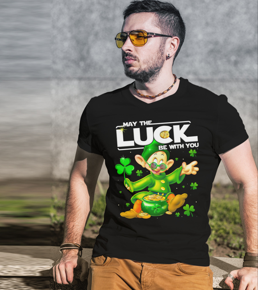 May The Luck Be With You Dopey Coins Shamrock Pot T-Shirt