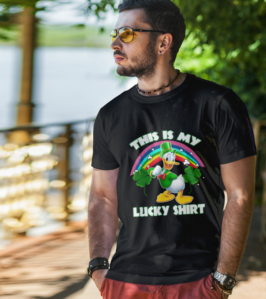 This Is My Lucky Shirt Donald Duck Rainbow Shamrock T-Shirt