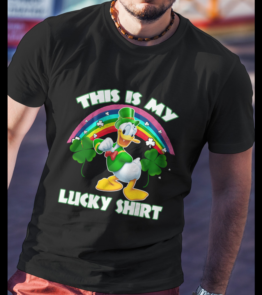 This Is My Lucky Shirt Donald Duck Rainbow Shamrock T-Shirt