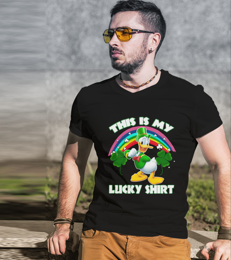 This Is My Lucky Shirt Donald Duck Rainbow Shamrock T-Shirt