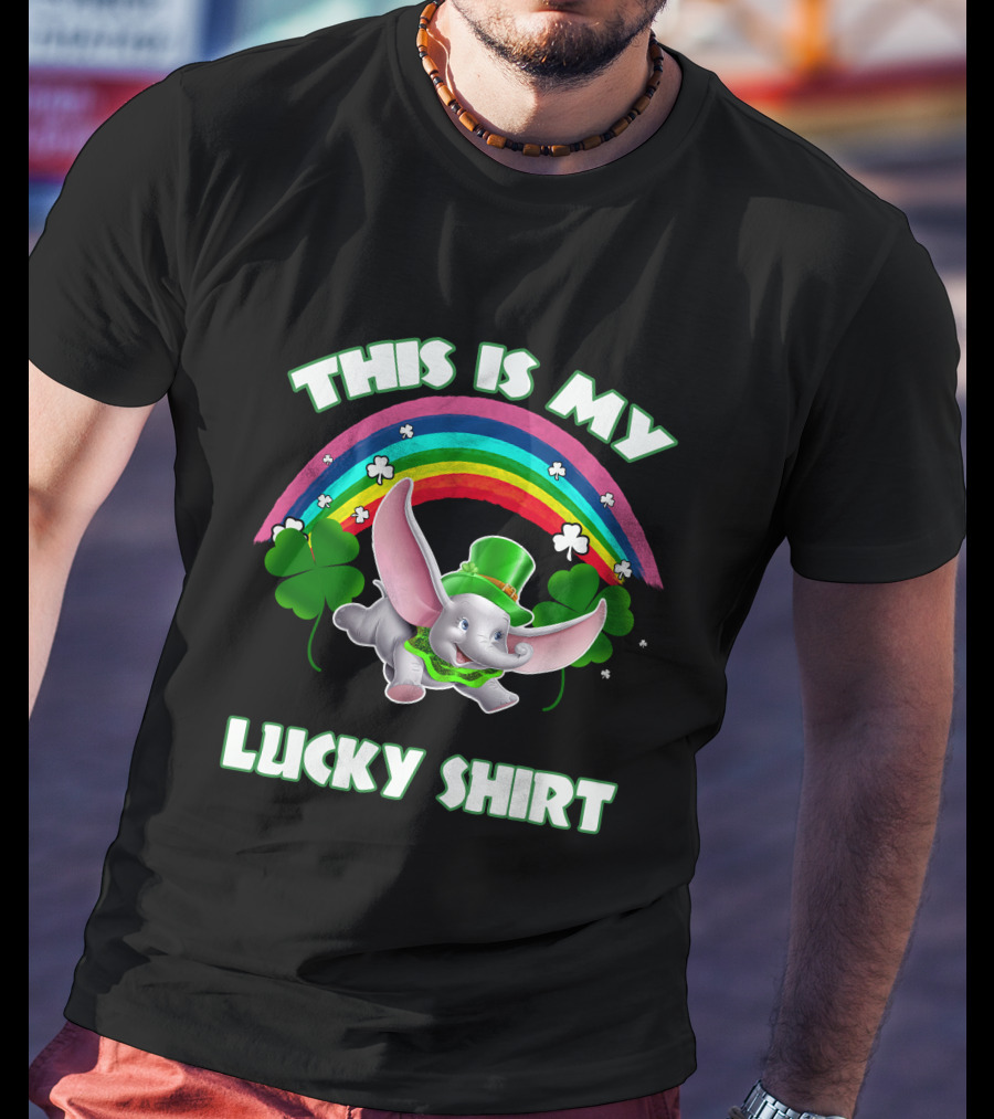 This Is My Lucky Shirt Dumbo Rainbow Shamrock T-Shirt