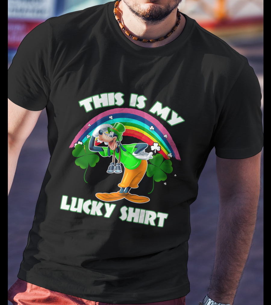 This Is My Lucky Shirt Goofy Rainbow Shamrocks T-Shirt