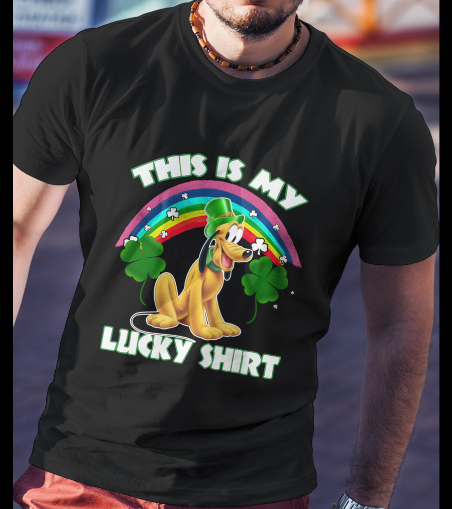 This Is My Lucky Shirt Pluto Rainbow Clover St. Patrick's Day T-Shirt