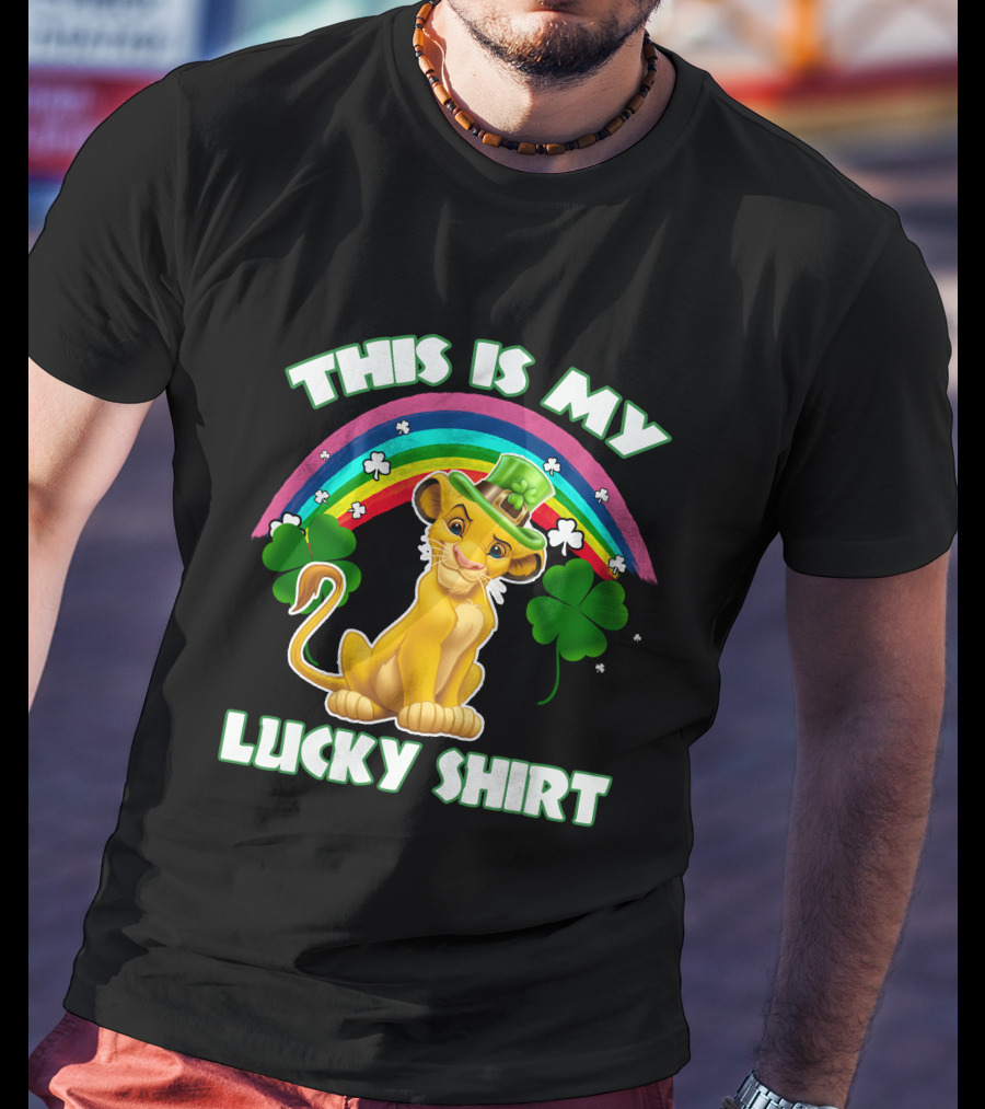 This Is My Lucky Shirt Simba Rainbow Shamrocks T-Shirt