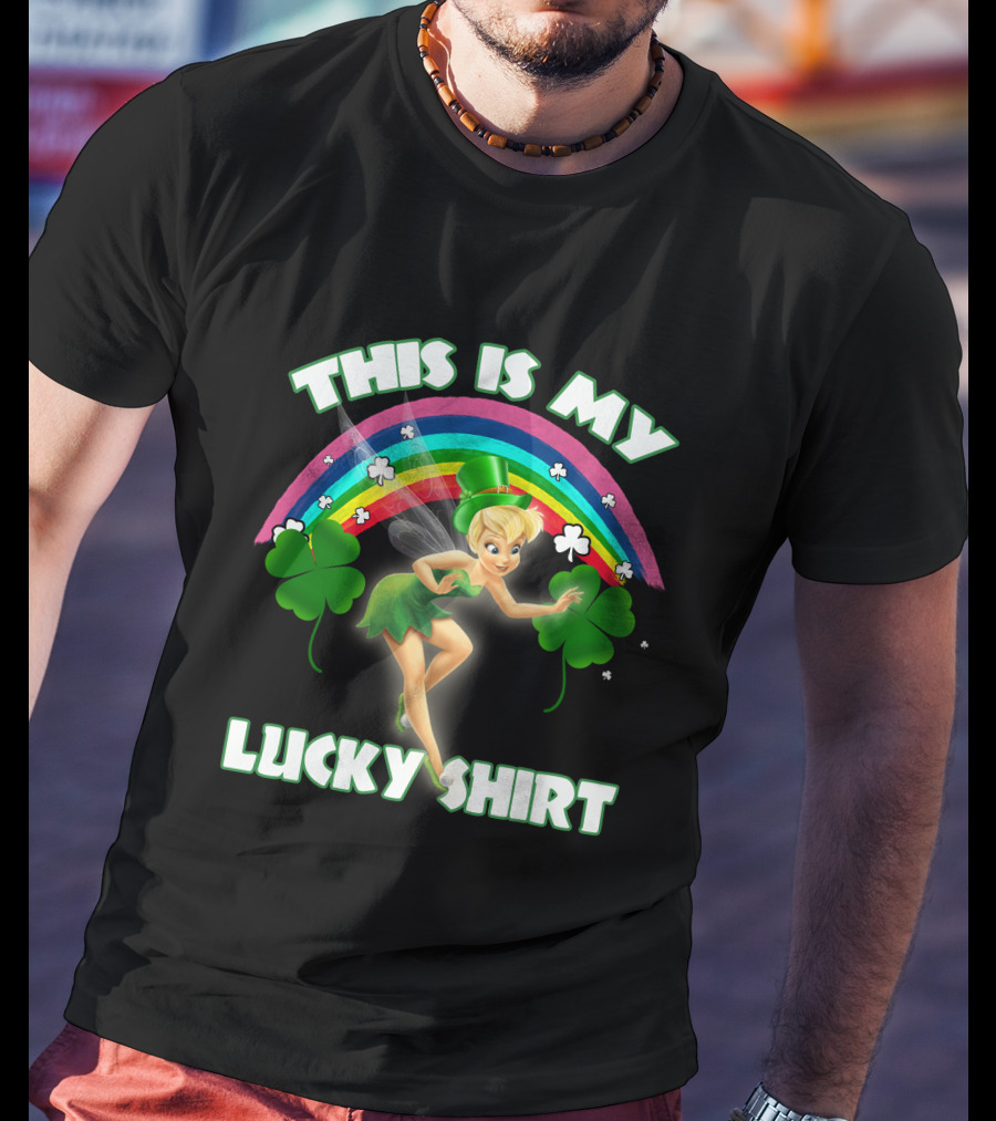 Tinker Bell This Is My Lucky Shirt Rainbow Shamrocks T-Shirt