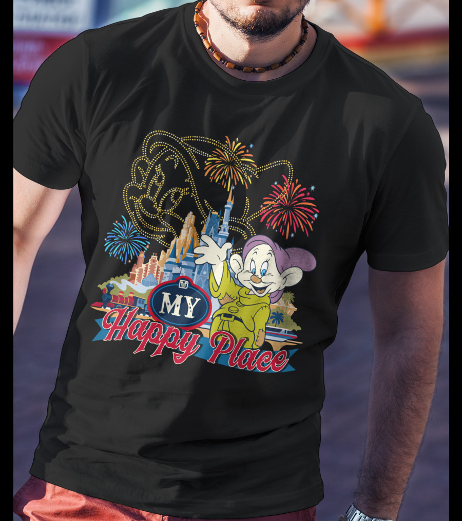My Happy Place Dopey Fireworks Disney Castle T-Shirt