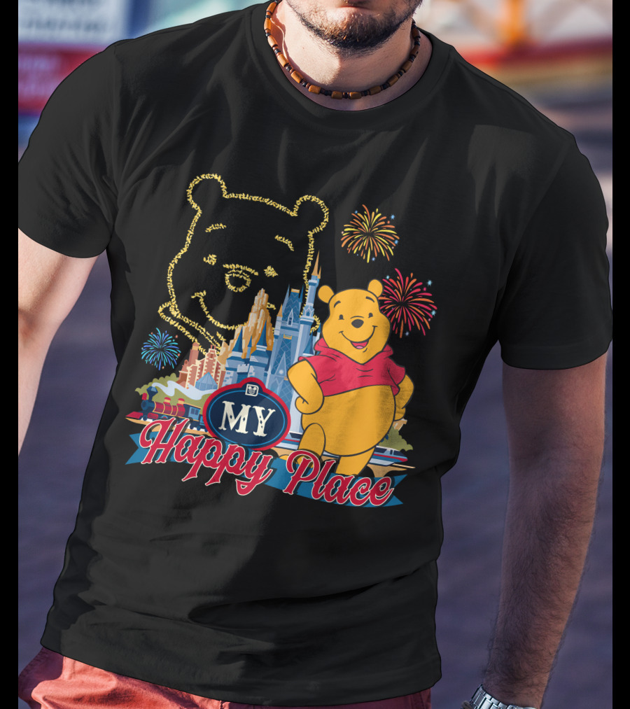 My Happy Place Pooh Fireworks Magic Kingdom T-Shirt