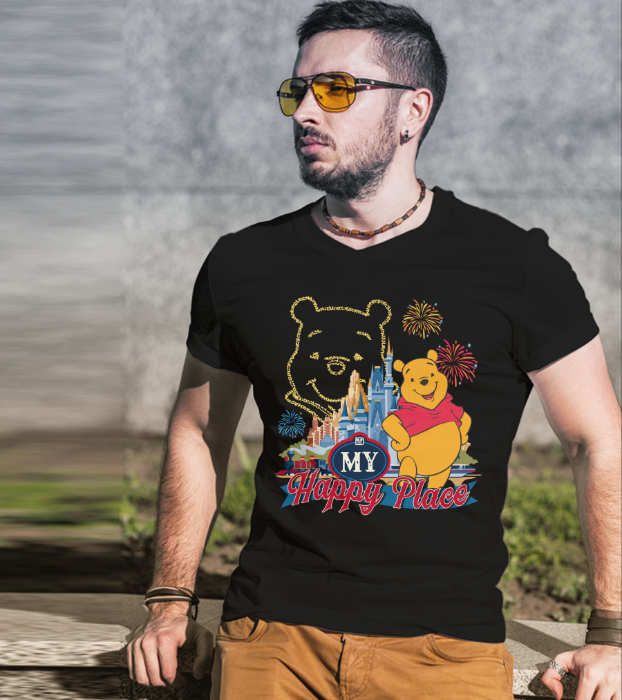 My Happy Place Pooh Fireworks Magic Kingdom T-Shirt