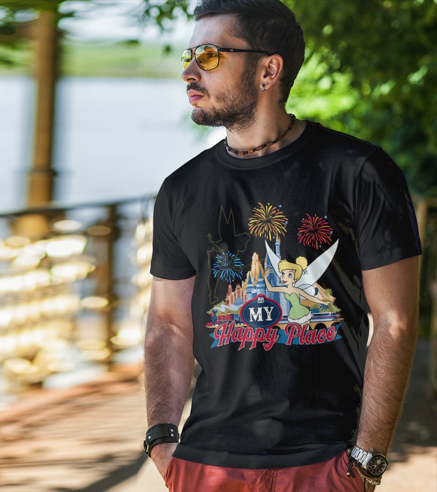 Tinker Bell My Happy Place Fireworks And Castle T-Shirt