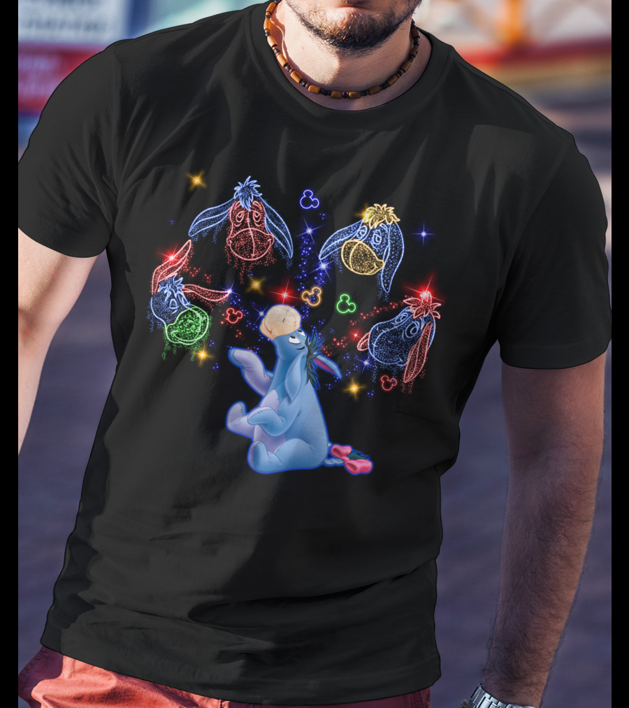 Eeyore Neon Disney Character Magic With Mickey Mouse Heads T-Shirt