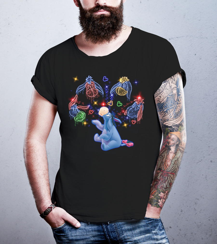 Eeyore Neon Disney Character Magic With Mickey Mouse Heads T-Shirt