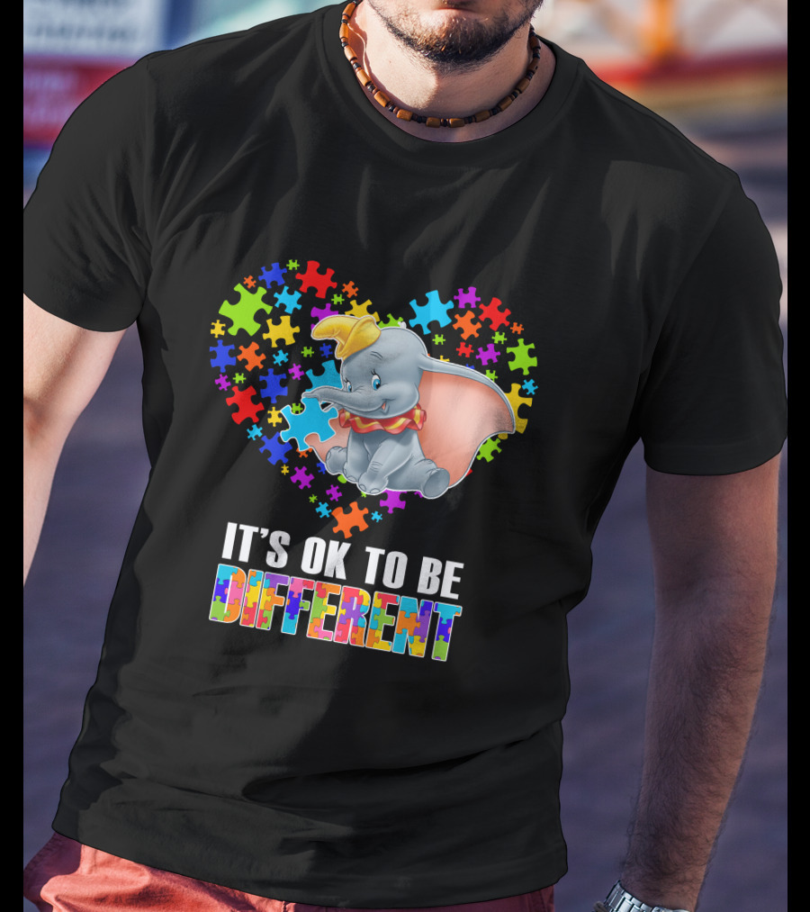 It's Ok To Be Different Dumbo Puzzle Heart T-Shirt