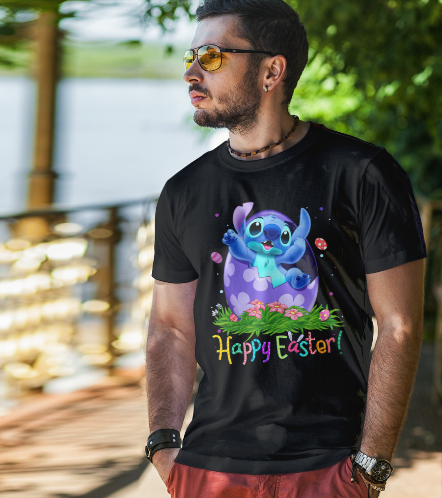 Stitch Happy Easter Egg Celebration T-Shirt