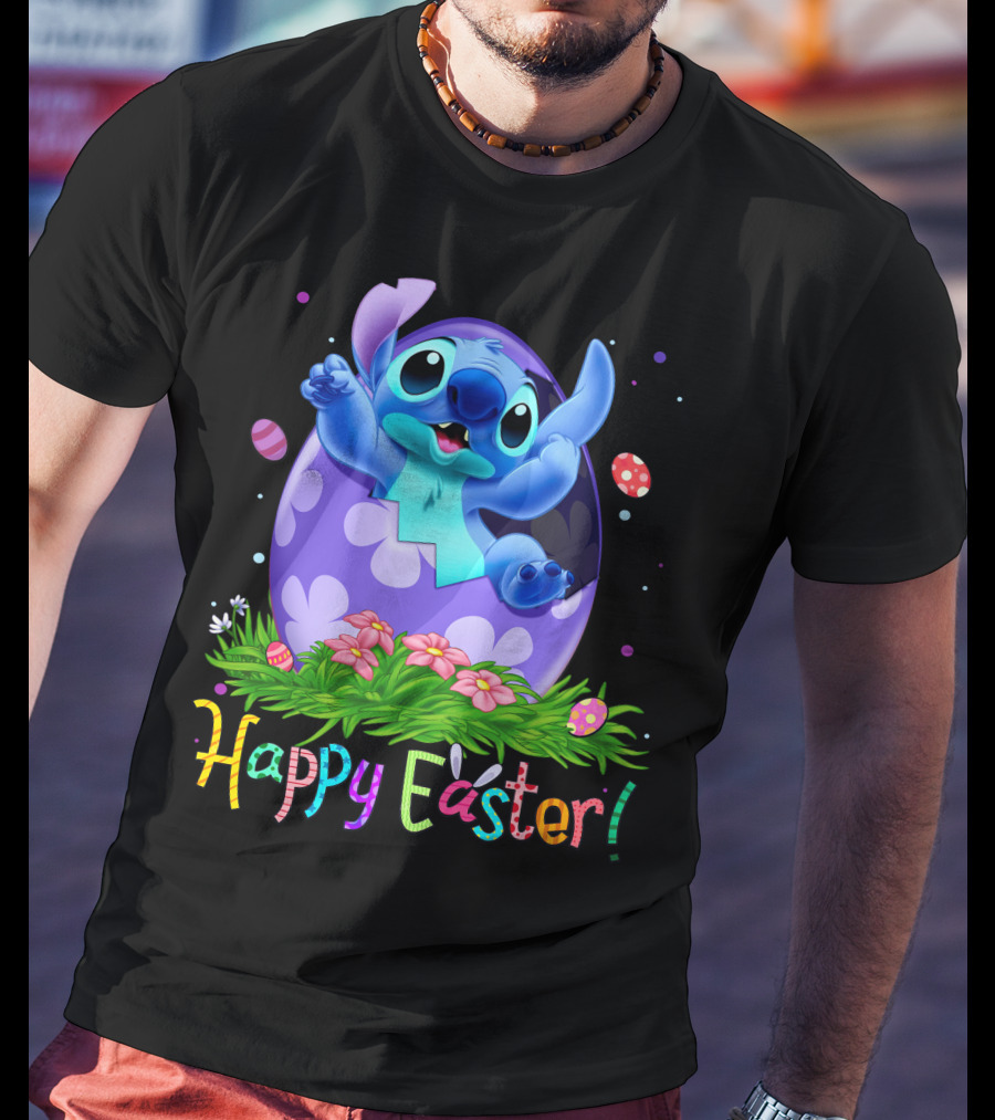 Stitch Happy Easter Egg Celebration T-Shirt