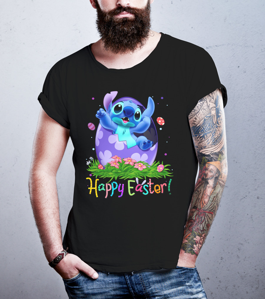 Stitch Happy Easter Egg Celebration T-Shirt
