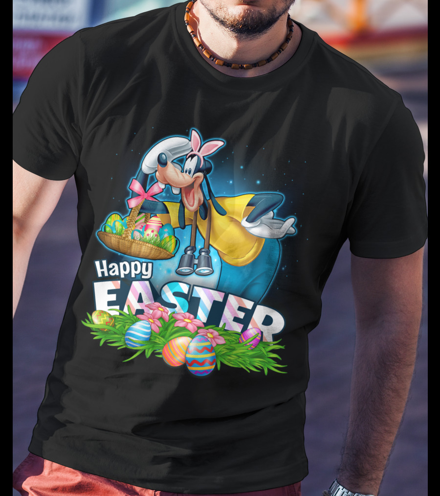 Goofy Happy Easter Basket Of Eggs T-Shirt