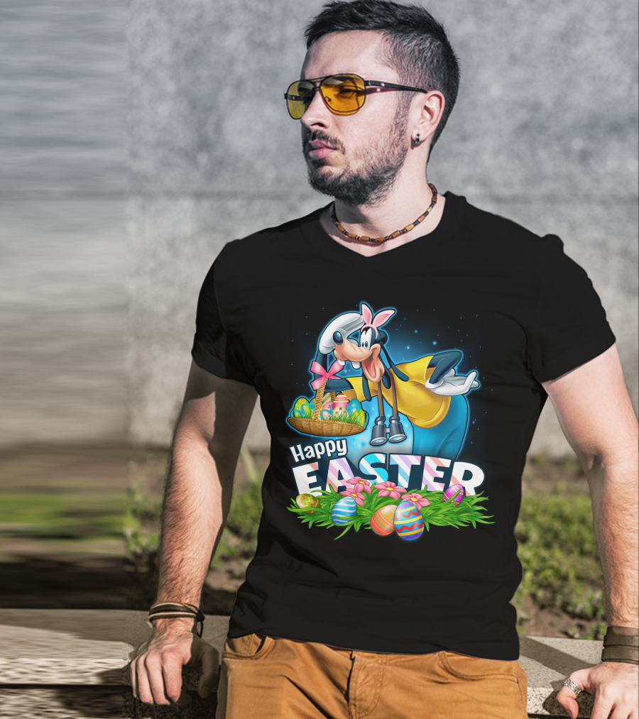Goofy Happy Easter Basket Of Eggs T-Shirt