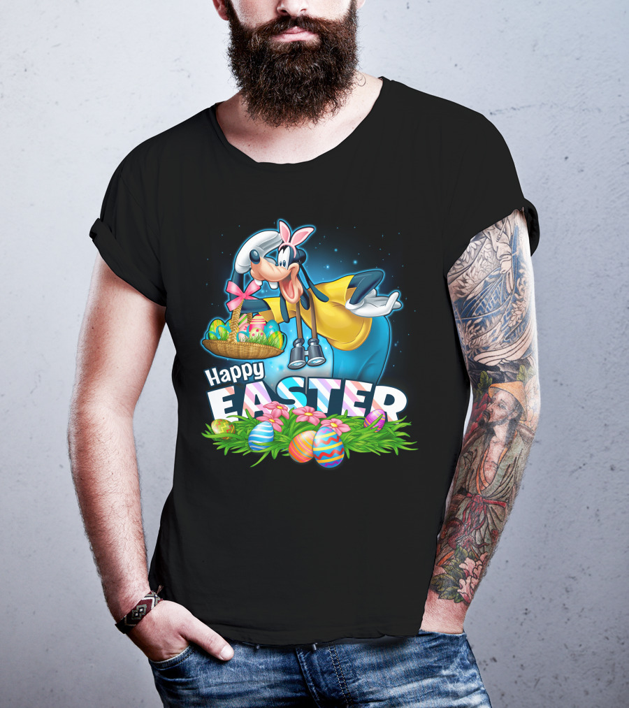 Goofy Happy Easter Basket Of Eggs T-Shirt