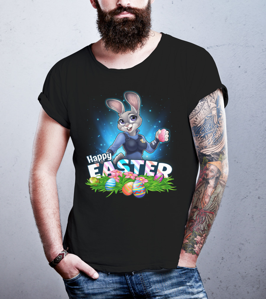 Happy Easter Judy Hopps With Colorful Easter Eggs T-Shirt