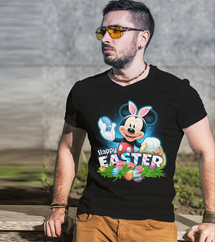 Mickey Mouse Happy Easter Bunny Ears Basket Eggs T-Shirt