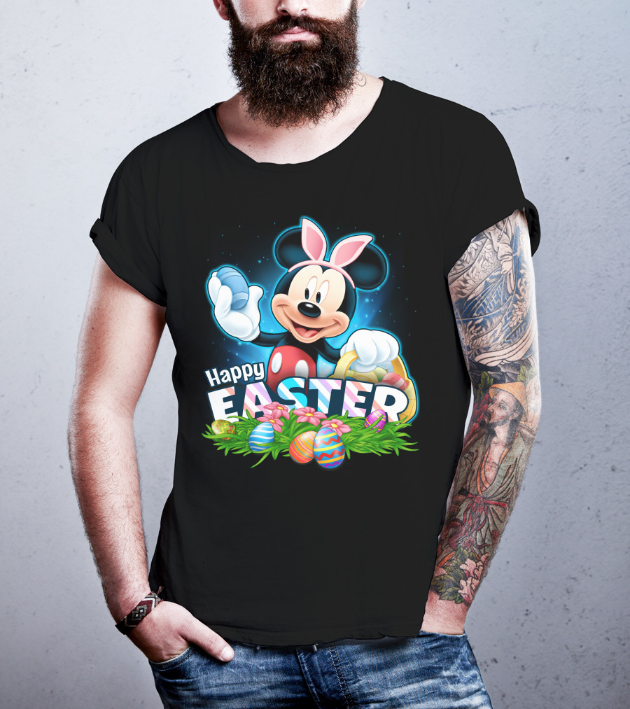 Mickey Mouse Happy Easter Bunny Ears Basket Eggs T-Shirt