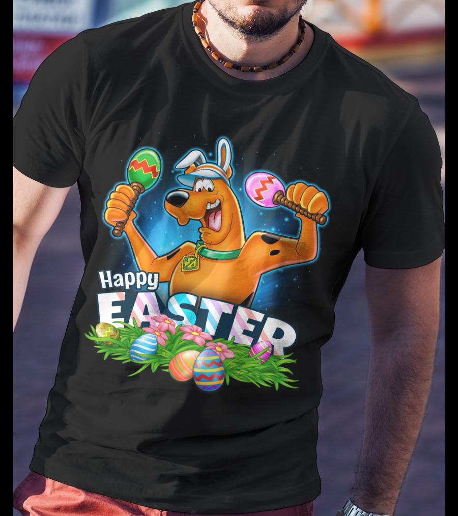 Scooby Doo Celebrates Happy Easter With Colorful Eggs And Maracas T-Shirt