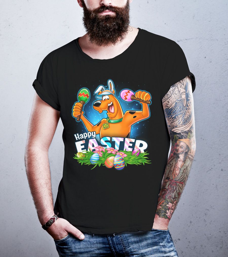 Scooby Doo Celebrates Happy Easter With Colorful Eggs And Maracas T-Shirt